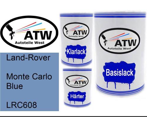 Land-Rover, Monte Carlo Blue, LRC608: 500ml Lackdose + 500ml Klarlack + 250ml Härter - Set, von ATW Autoteile West.